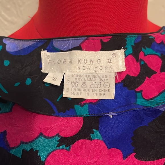 Flora Kung Bright Floral Va Va Voom Silk Dress - Picture 6 of 6